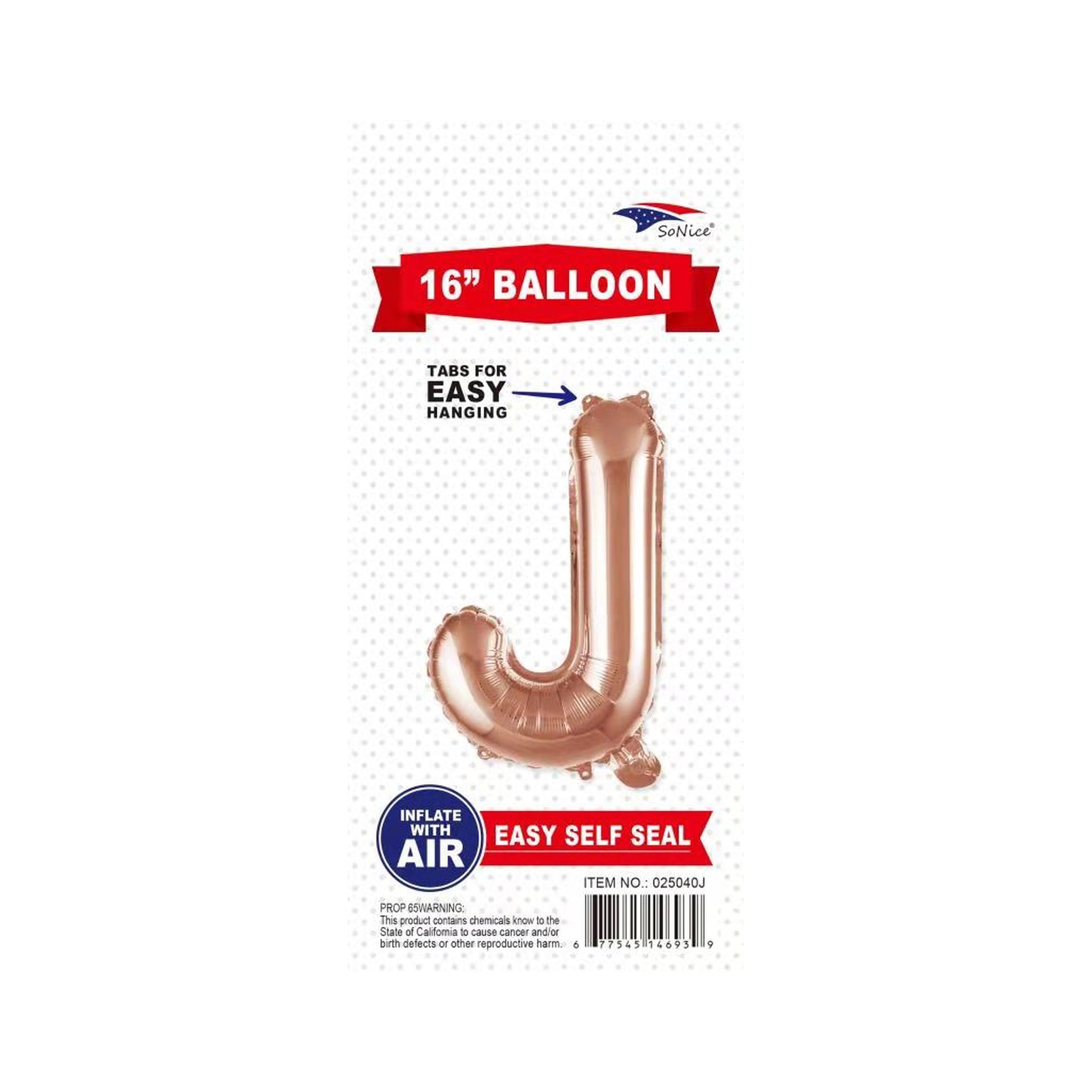 16"Foil Balloon J Rose Gold